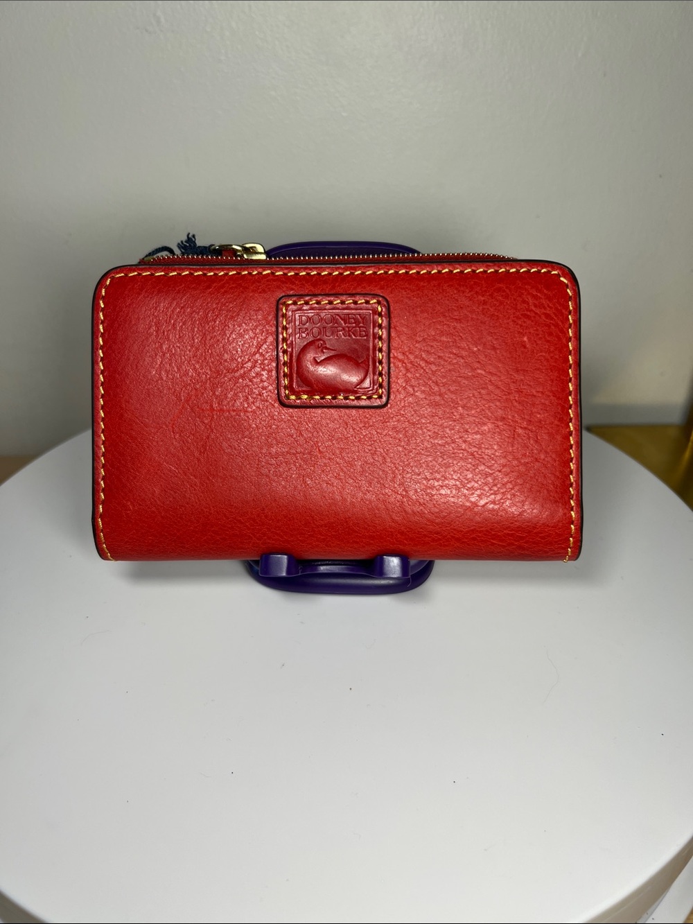 Dooney & Bourke Florentine Red Leather Compact Zip Wallet NWT